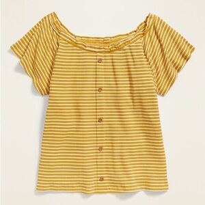 Old Navy Striped‎ Rib-Knit Faux Button-Front Top for Girls Size 16 XXL